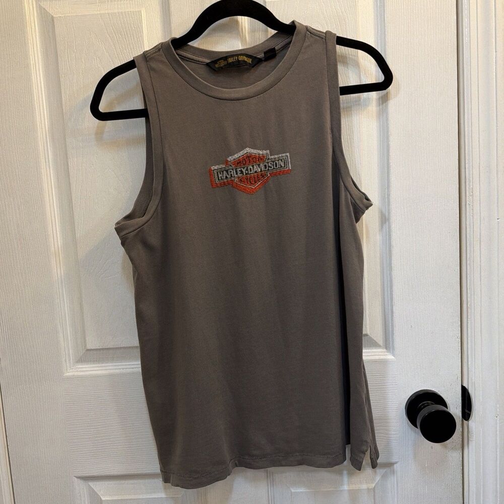 Harley-Davidson Women’s Medium Gray Sleeveless Tank Top Eagle No 1 Graphic